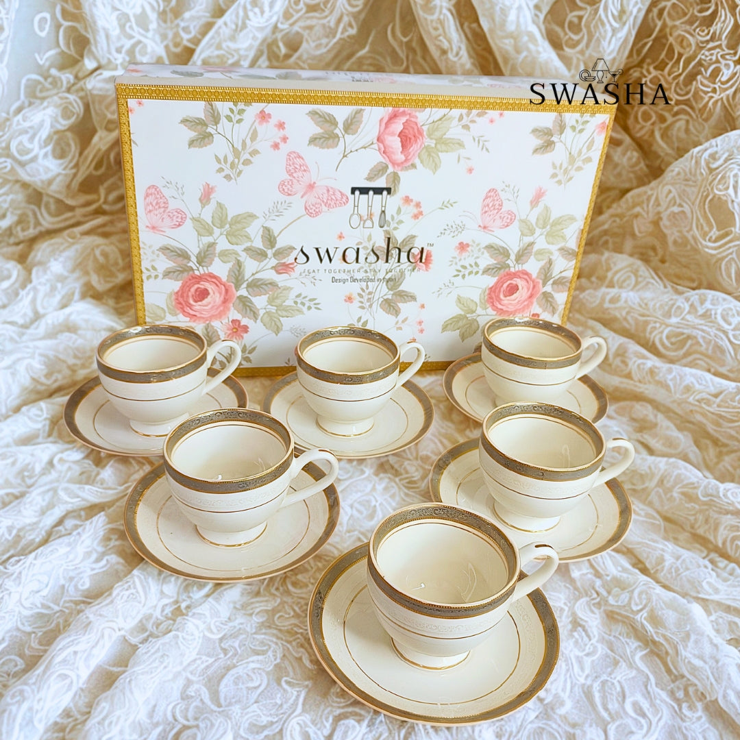 Swasha White Cup Saucer Set 