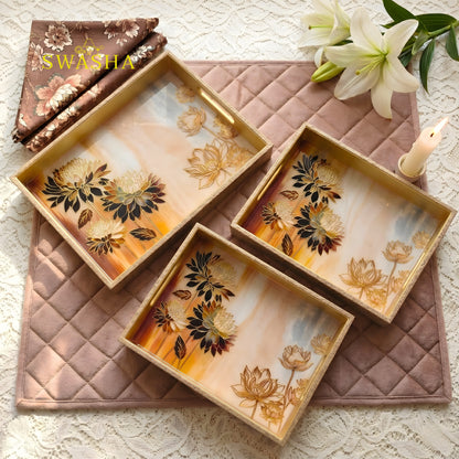 Swasha Leatherite Serving Tray Set of 3 