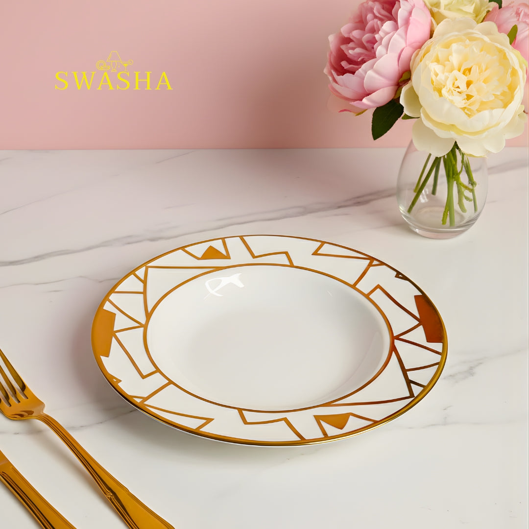 Luxury white gold porcelain dinnerware set