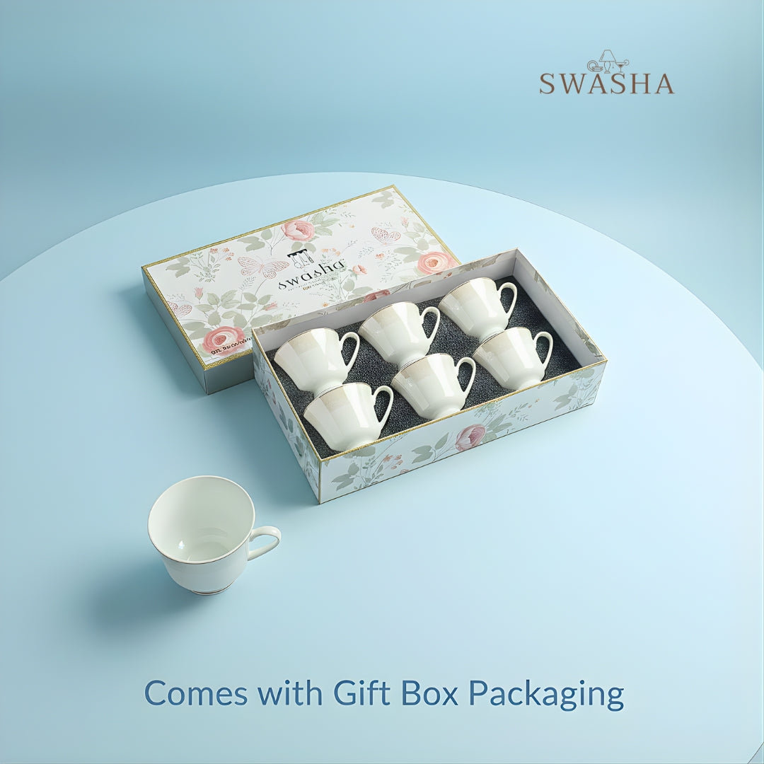 Swasha Porcelain Tea & Coffee Cup Set of 6