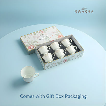 Swasha Porcelain Tea & Coffee Cup Set of 6
