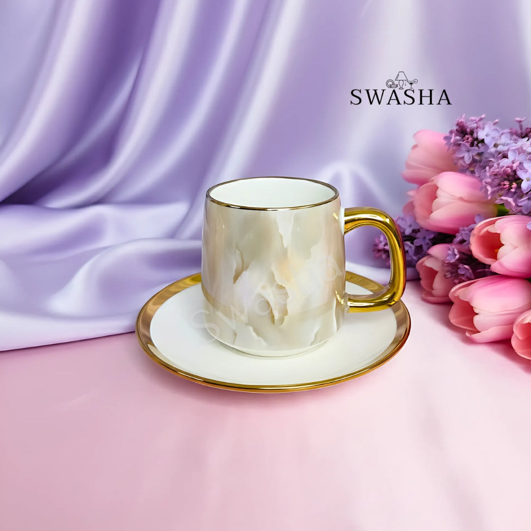Premium Quality Ceramic Cup Saucer Combo – Elegant Tableware Set of 6 (250ml)