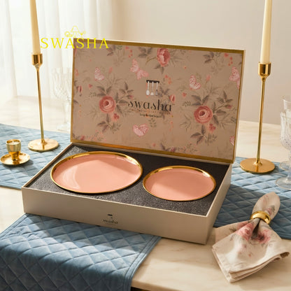 Porcelain Snack Set of 7 Pieces for Dining | 6 Small Plates + 1 Large Plate | Wedding Gift Set