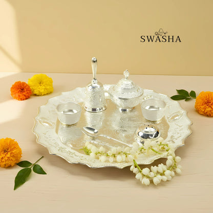 Swasha Puja Thali Set in German Silver