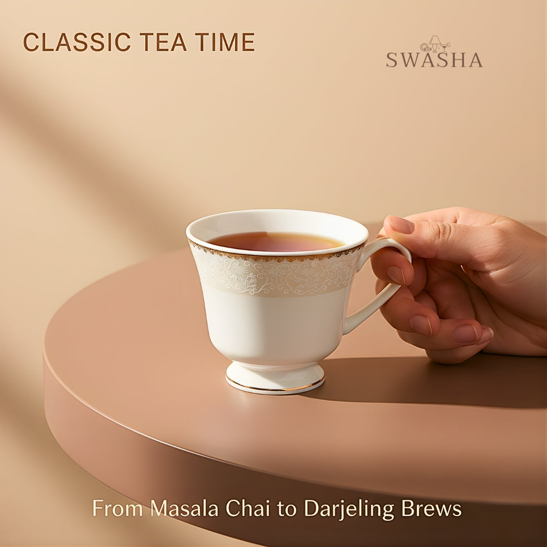 Swasha Porcelain Tea & Coffee Cup Set of 6