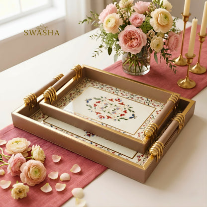 Swasha Designer Serving Trays Set of 2 | Luxury Home Decor & Gifting