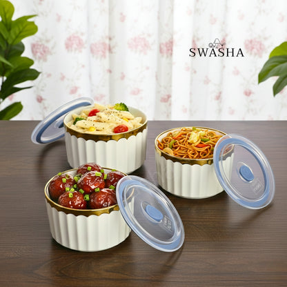 Ceramic Serving Bowl Set of 3 with Lids