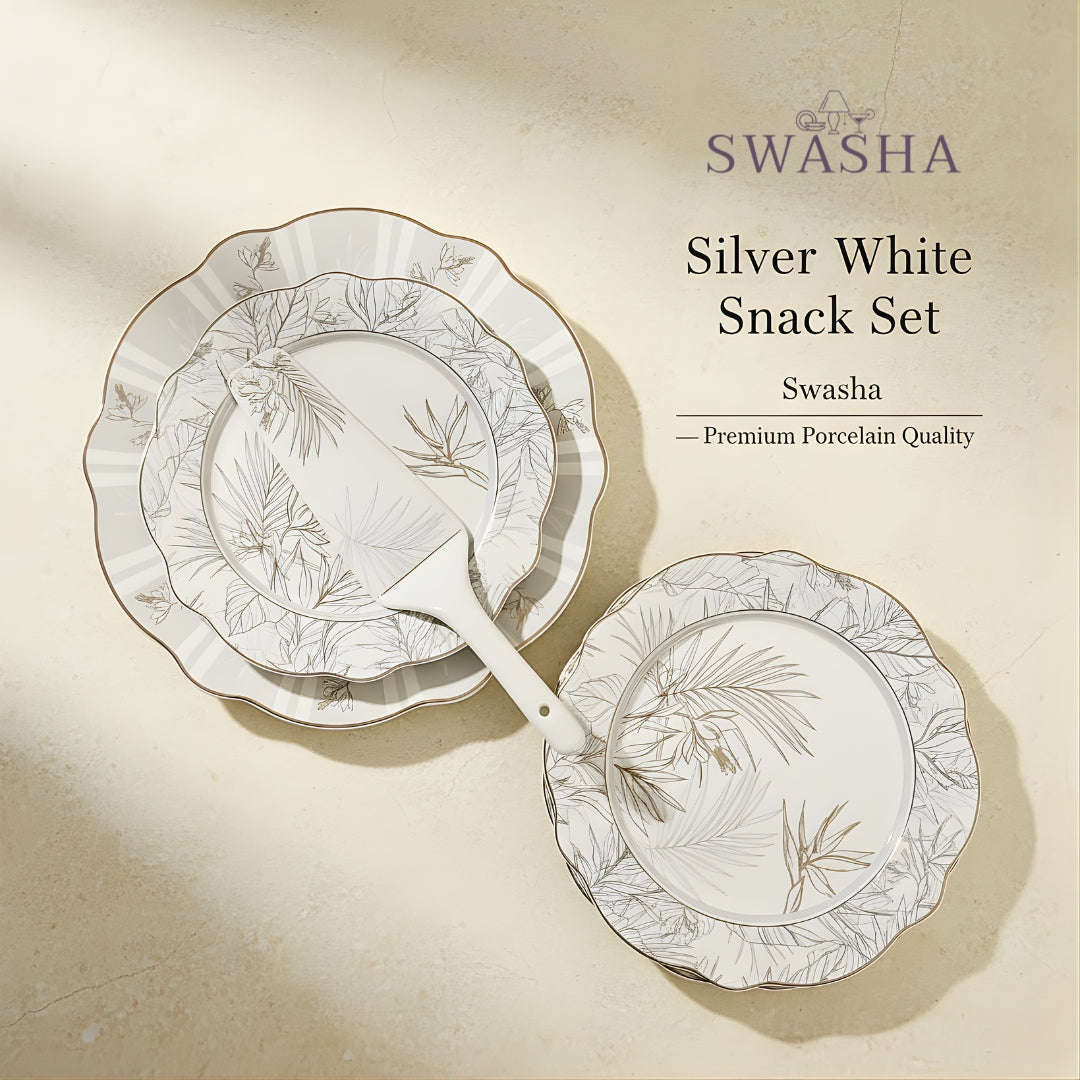 Swasha Silver Flower Snacks Set