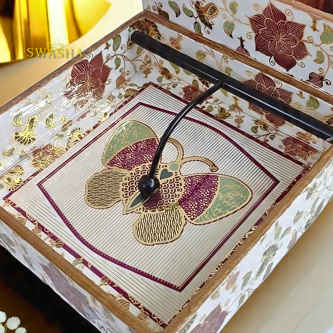 Elegant Glossy MDF Wooden Tissue Holder by Swasha