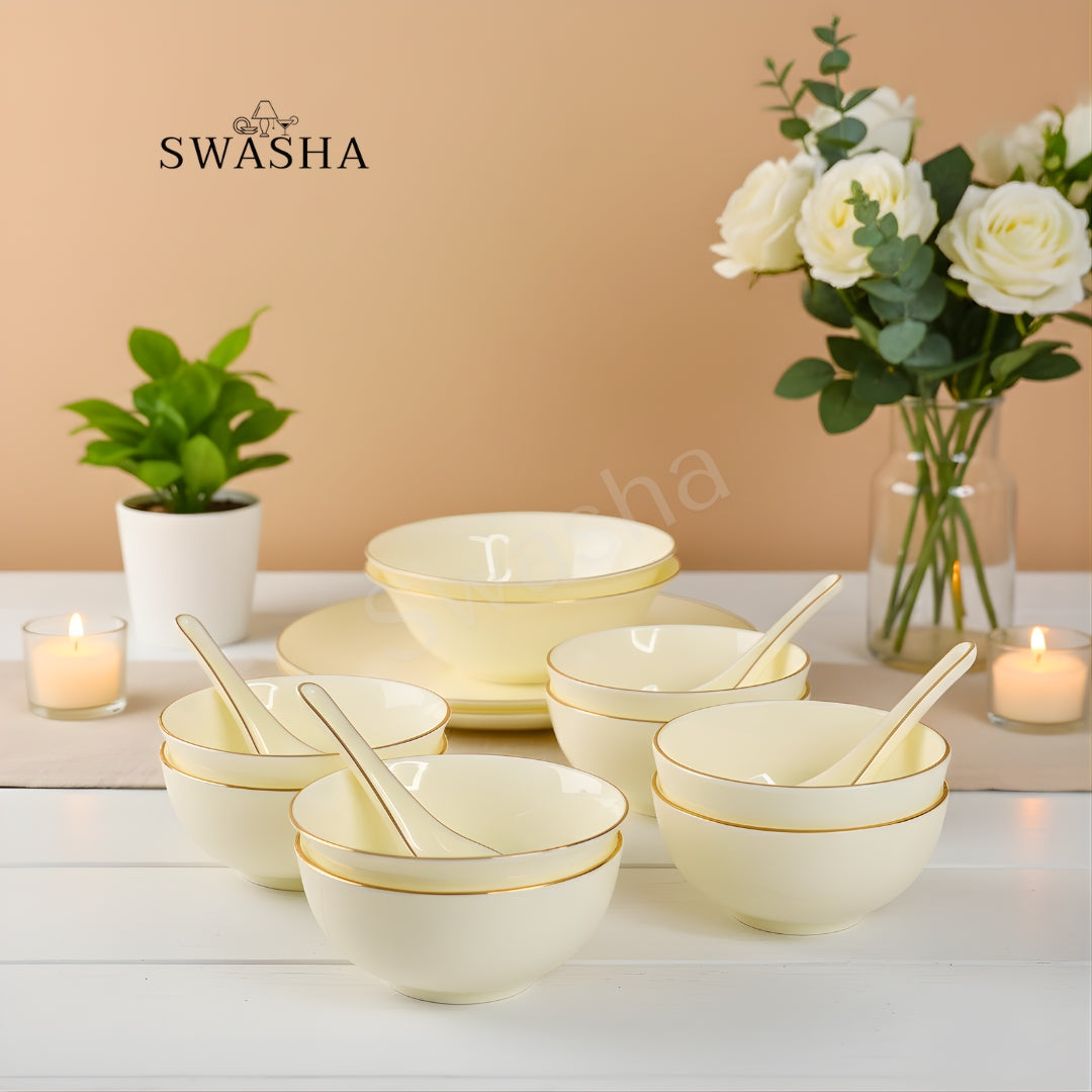 Swasha 35-Piece Opal Glass Dinner Set