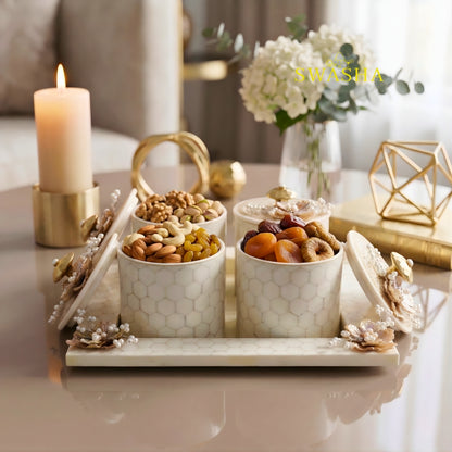 Swasha Airtight Dry Fruits Jars – Set of 4 with Tray