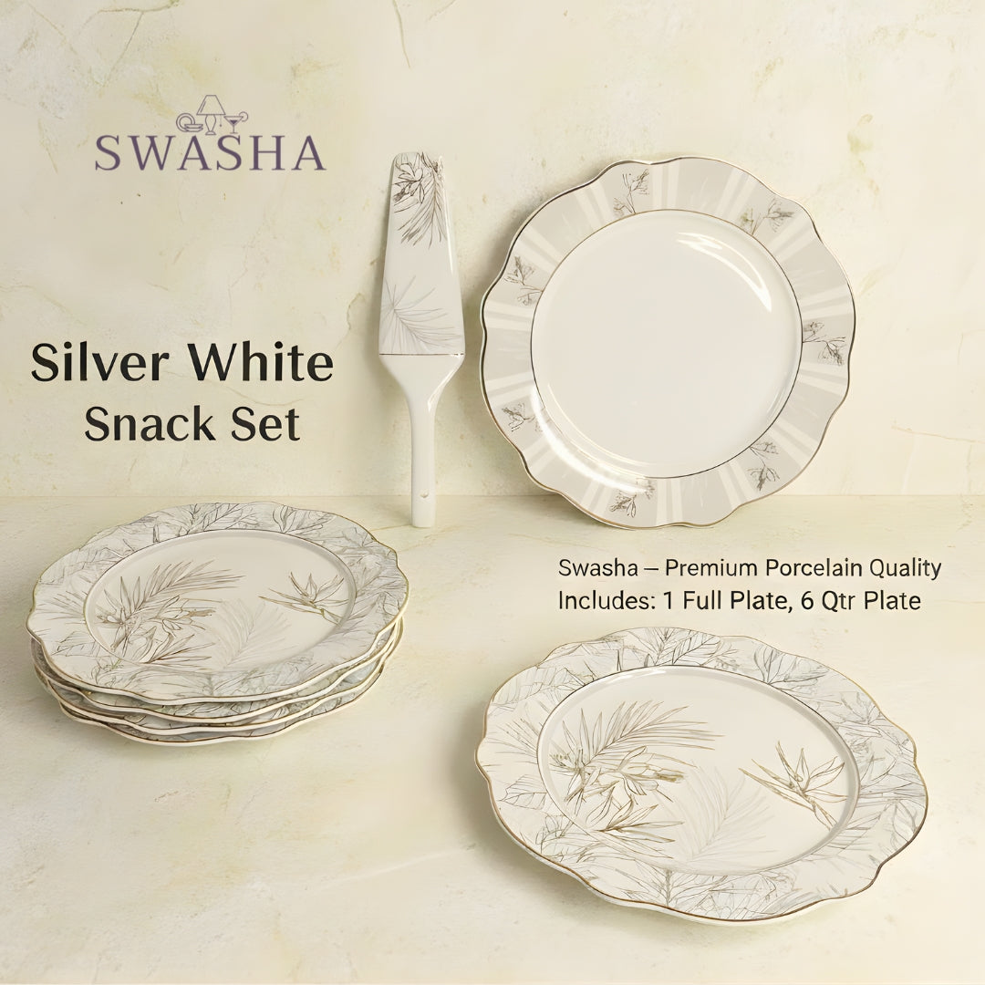 Swasha Silver Flower Snacks Set