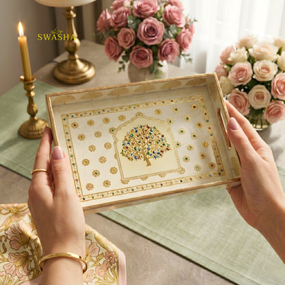 Swasha Set of 3 Modern Resin Trays – Multipurpose MDF Serving Tray for Vanity, Perfume & Dining