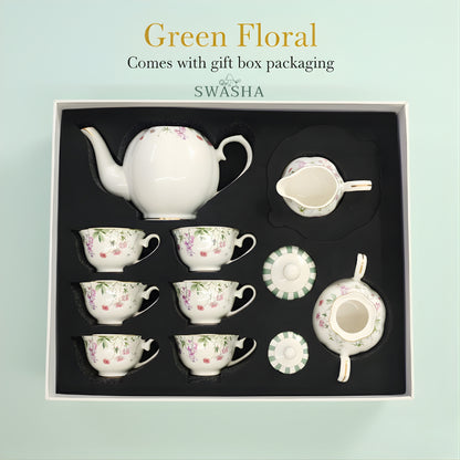 Green Floral Vintage Tea Set