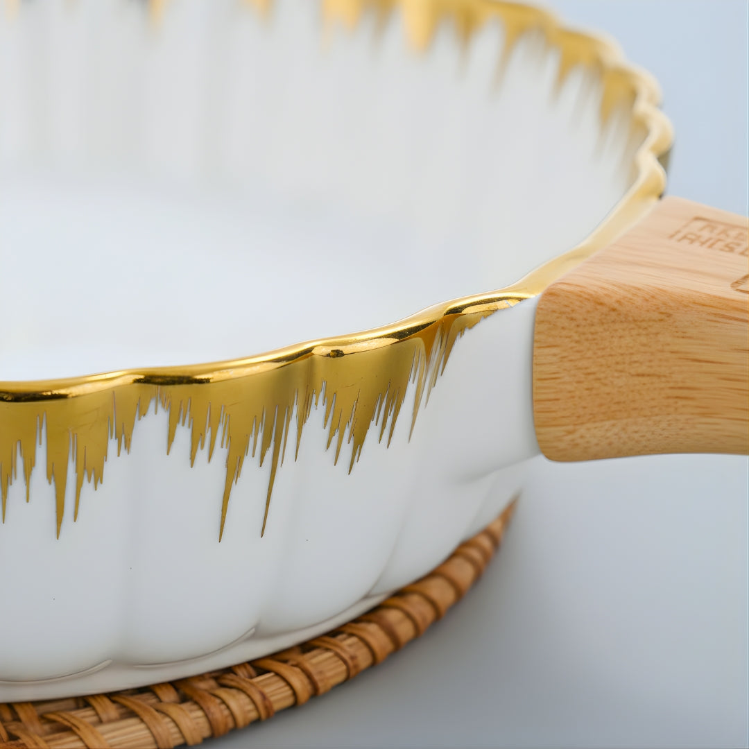 Swasha Porcelain Single Handle Round Serving Platter – Set of 2