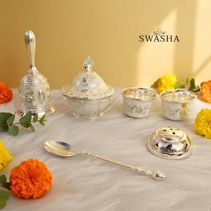 Swasha Puja Thali Set in German Silver