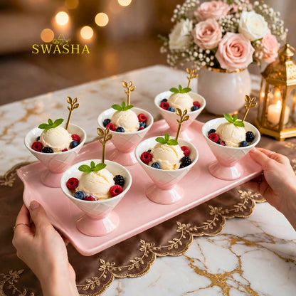 Pink Ombre Ice Cream Set 6 Pcs | With Tray Spoons | Swasha