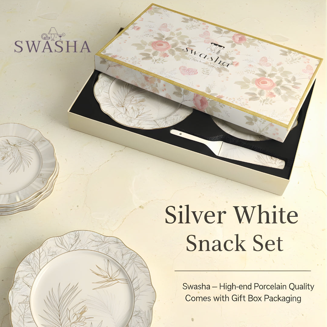 Swasha Silver Flower Snacks Set