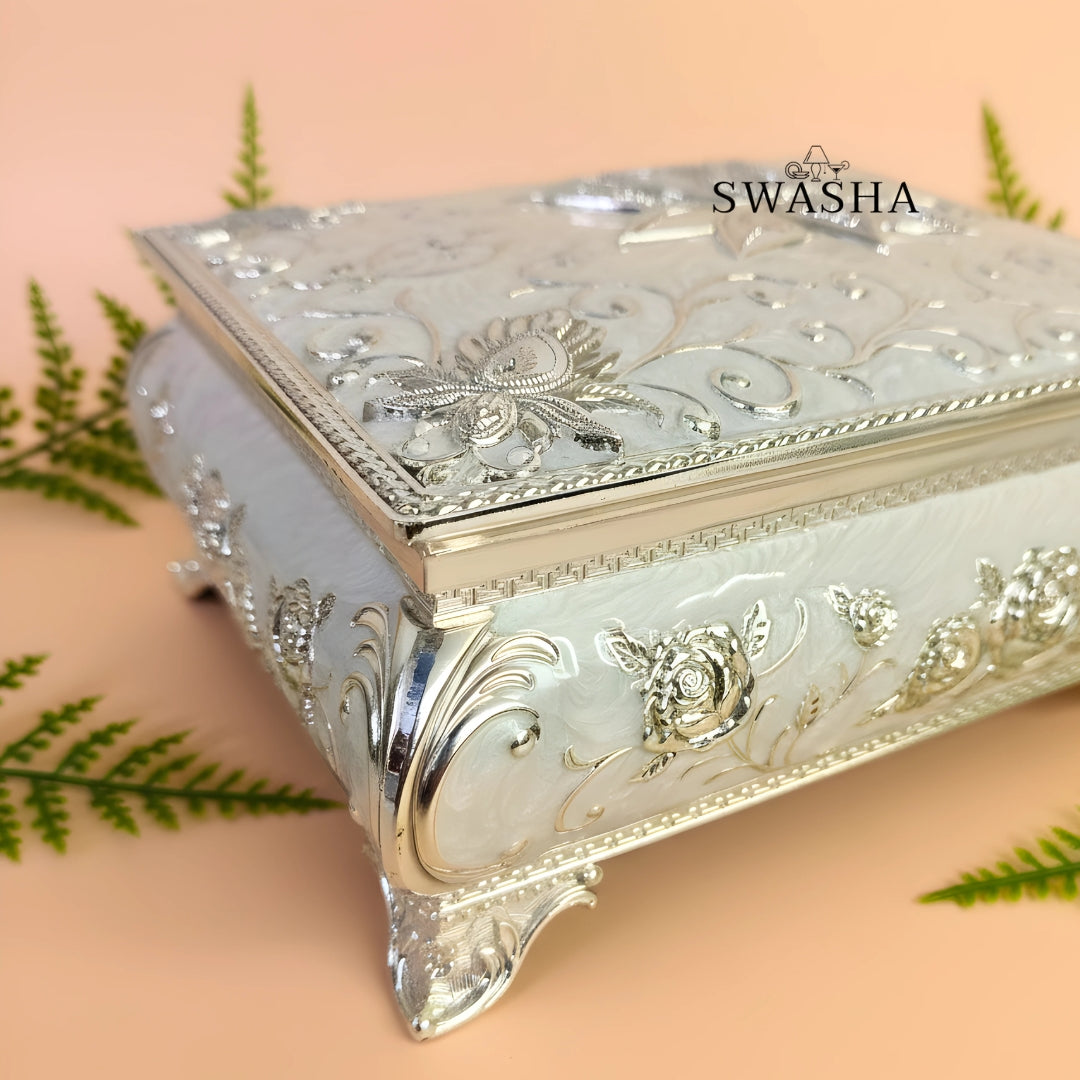Swasha German Silver Dry Fruits Box