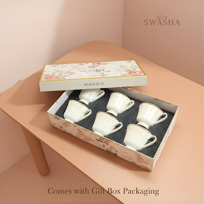 Swasha Porcelain Tea & Coffee Cup Set of 6