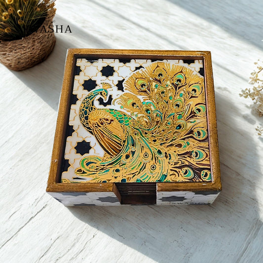 Swasha Wooden MDF Coaster Set of 4 – Glossy Resin Finish