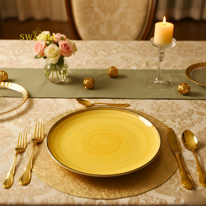 SWASHA Porcelain Dinner Set of 28 Pieces | Tableware | Dinnerware (Glossy Yellow)