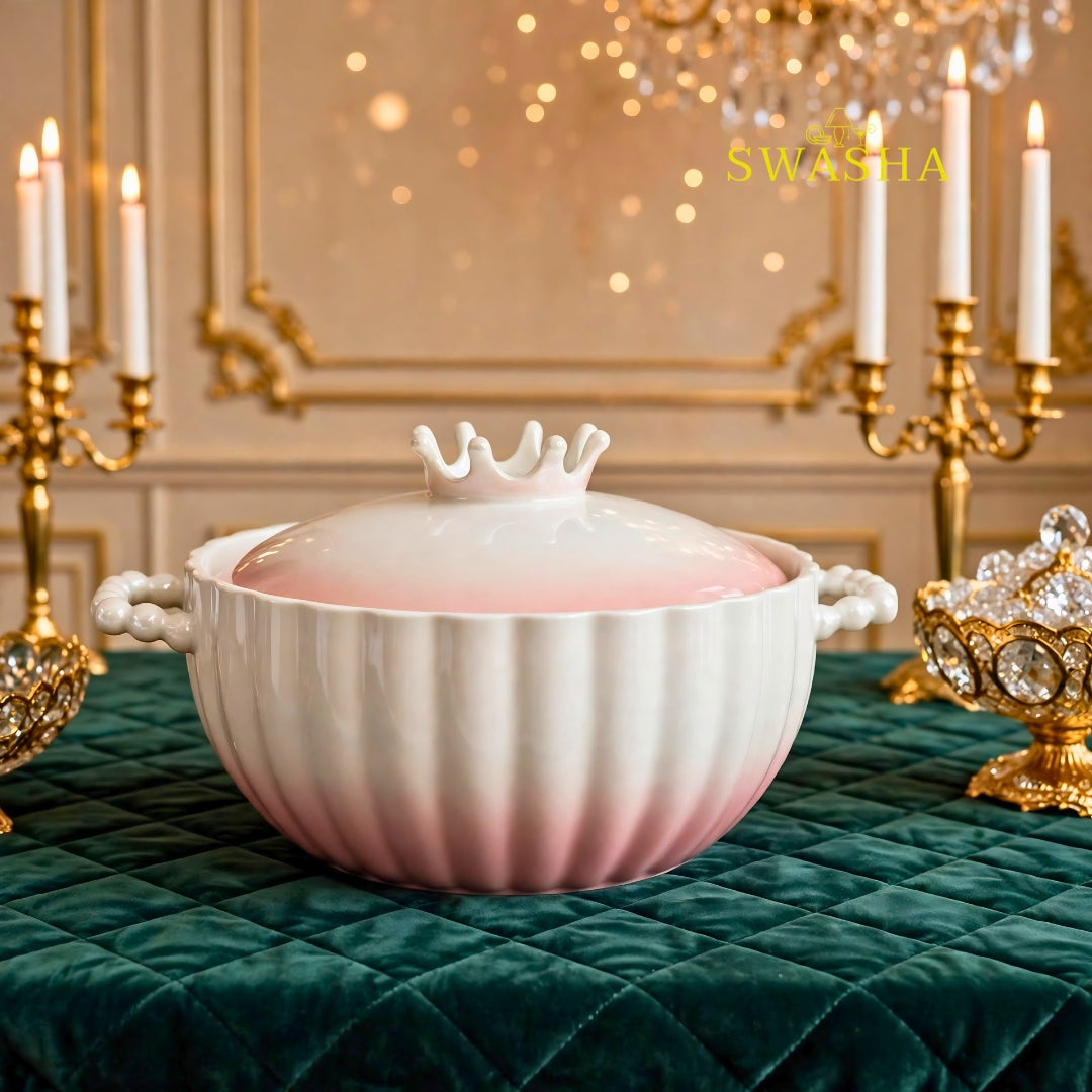 Pink Ombre Soup Set 14 Pcs | Crown Pot | Swasha