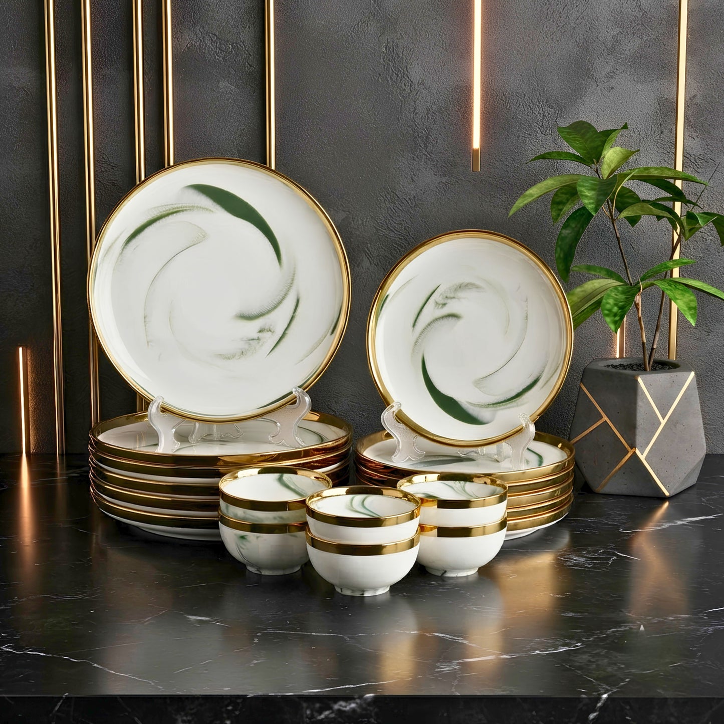 Swasha Porcelain Dinner Set/Snacks Set of 18 Pieces | Tableware (White)
