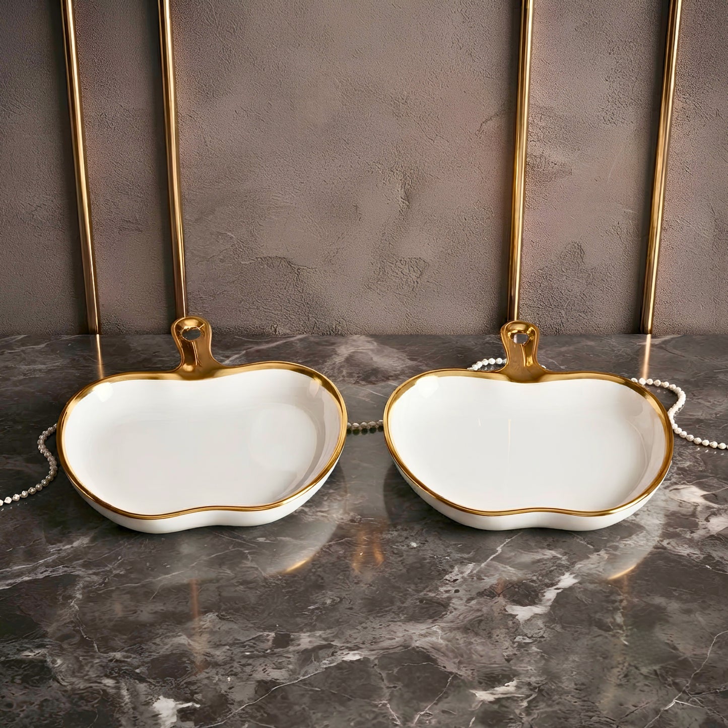 Swasha Apple Single Handle Serving Platter Combo- Large