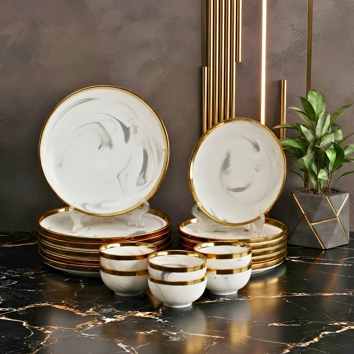 Swasha Porcelain Dinner Set/Snacks Set of 18 Pieces | Tableware (White)