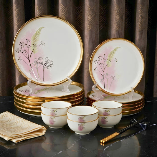 Swasha Porcelain Dinner Set/Snacks Set of 18 Pieces | Tableware