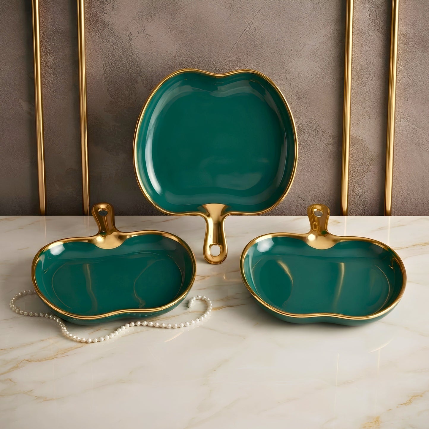 Swasha Apple Single Handle Serving Platter Combo- Large