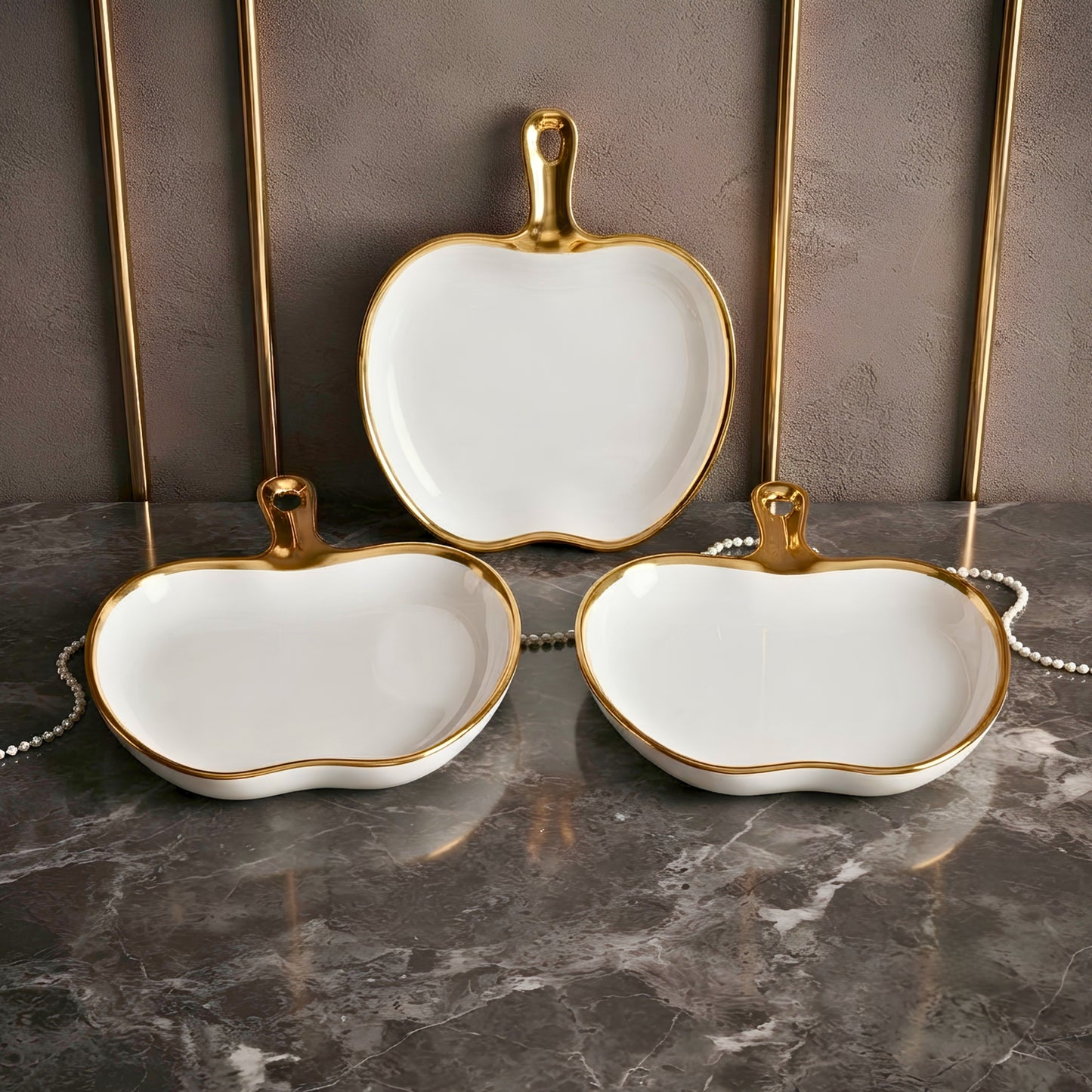 Swasha Apple Single Handle Serving Platter Combo- Large