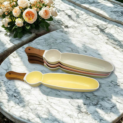 Swasha Single Handle Ceramic Chip Dip Platter (Set Of 2)