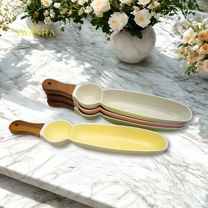 Swasha Single Handle Ceramic Chip Dip Platter (Set Of 2)