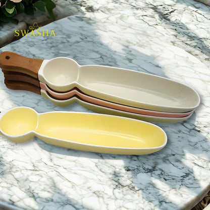 Swasha Single Handle Ceramic Chip Dip Platter (Set Of 2)