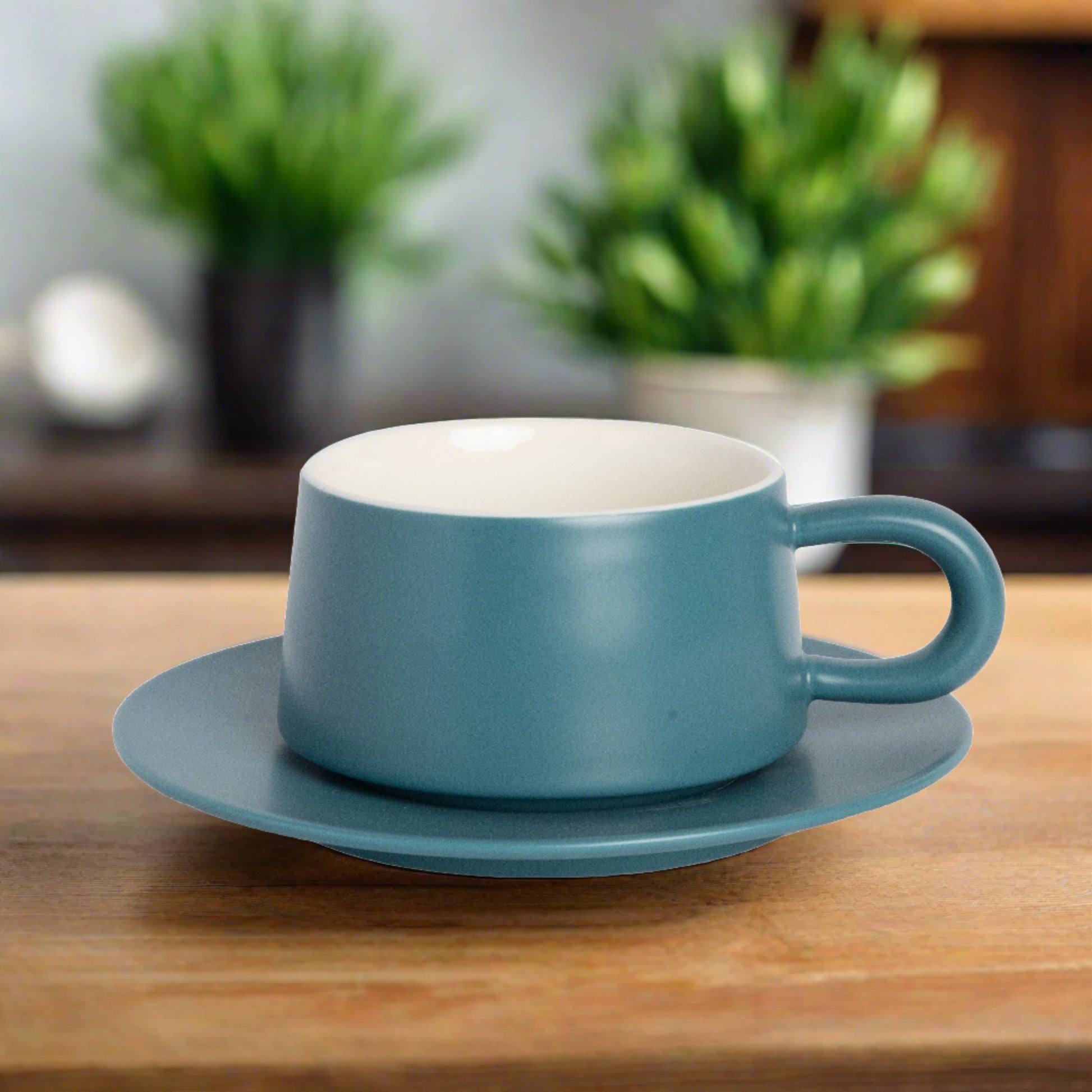 Ceramic cup/mug with saucer for your favorite beverages - stylish and functional.