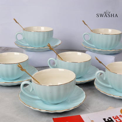 Cup and Saucer with Spoon Set of 6