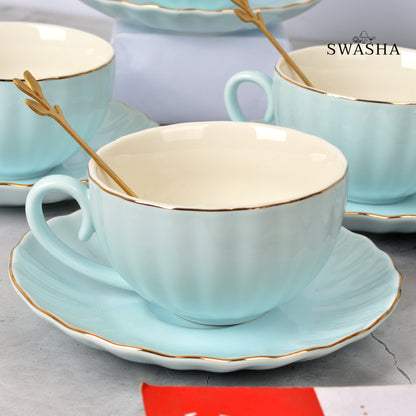 Cup and Saucer with Spoon Set of 6