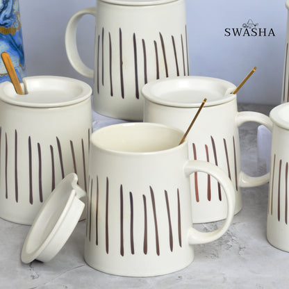 Mug Set of 6 with Lid and Spoons