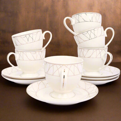 Fine Bone China Cup and Saucer Set of 6