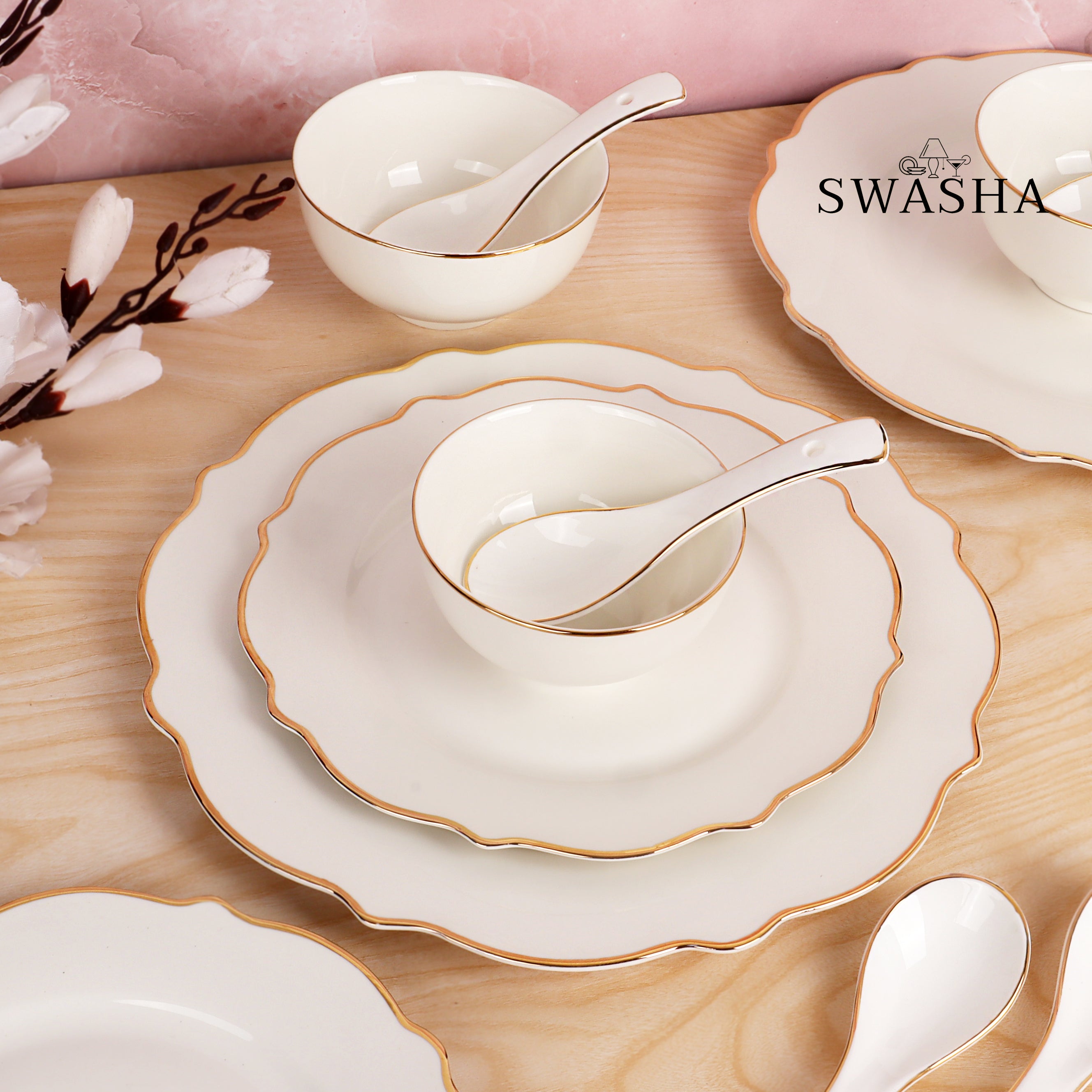 51 Piece Dinner Set by Swasha Complete Dinnerware Set for 8 People Swasha Home Decor