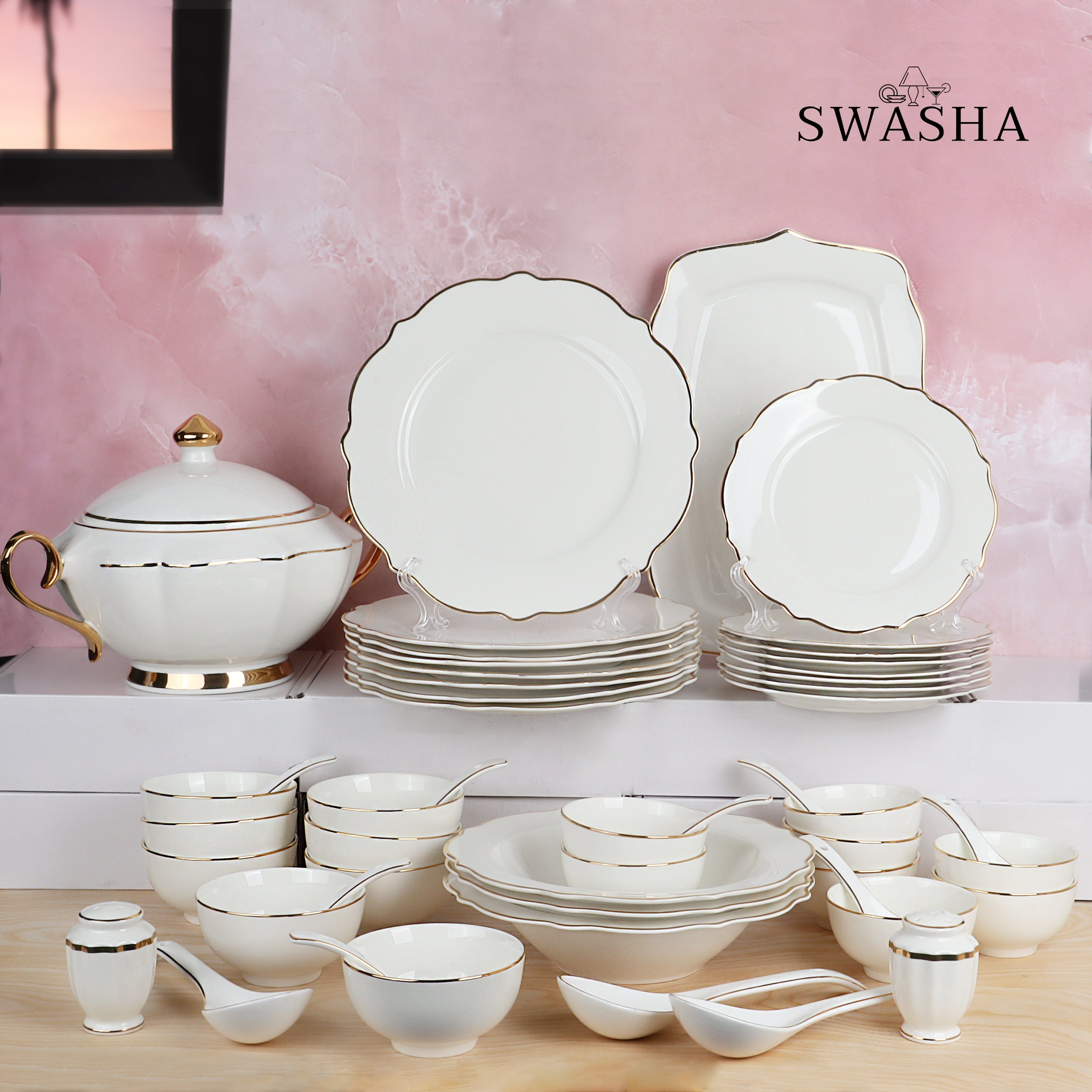 51 Piece Dinner Set by Swasha Complete Dinnerware Set for 8 People Swasha Home Decor