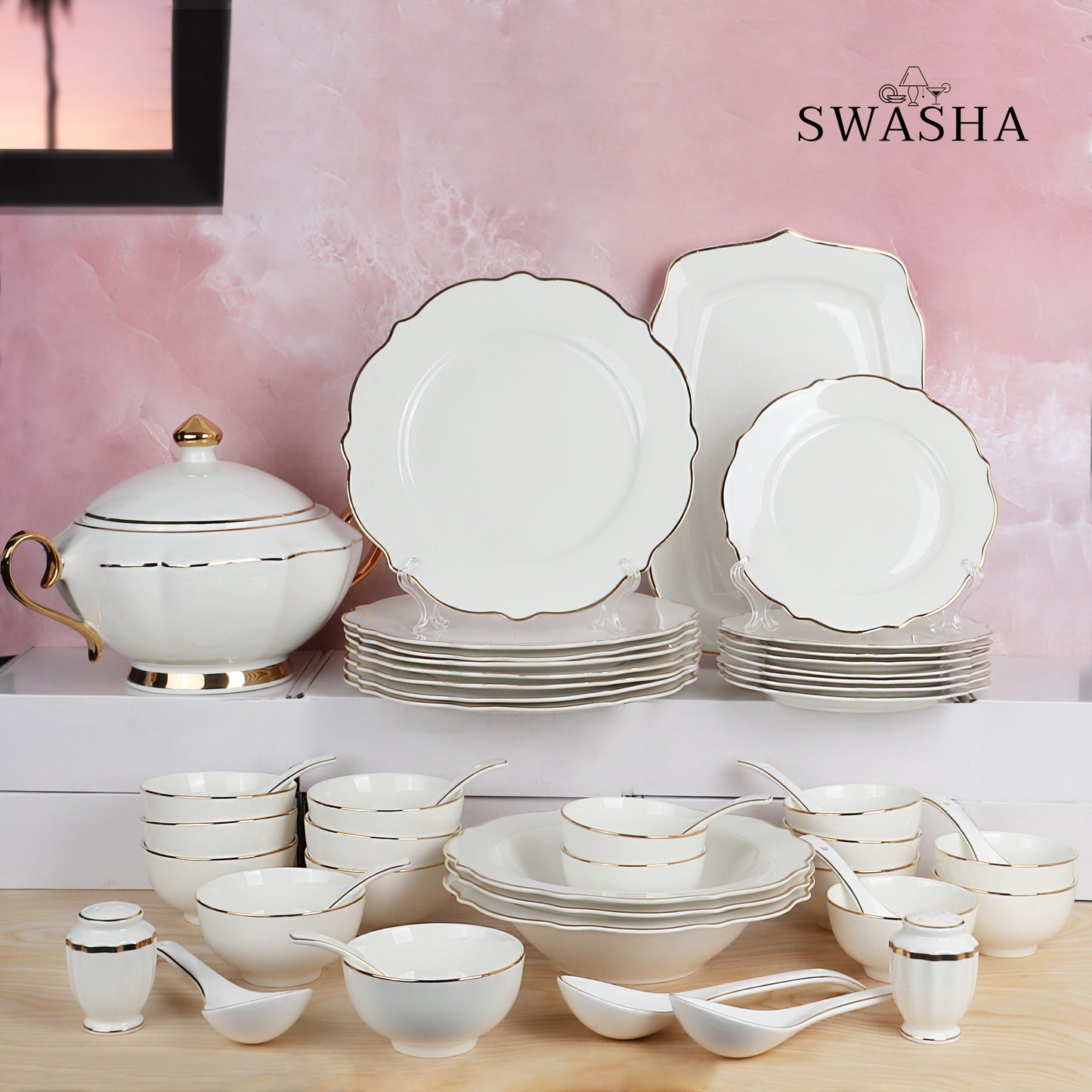 51-Piece Dinner Set by Swasha, Dinnerware Set for 8 People