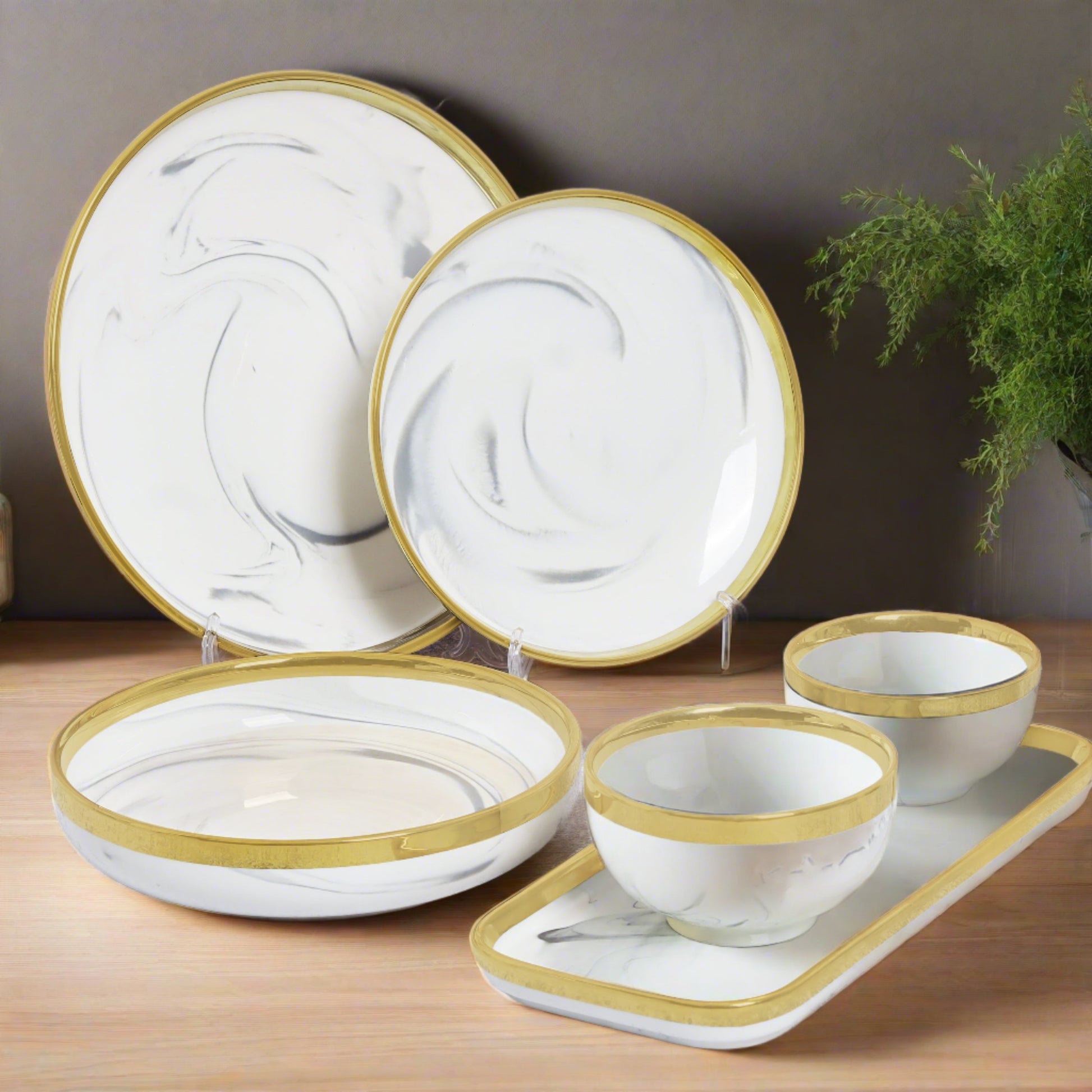 Complete 34-piece ceramic dinner set - ideal for elegant dining and entertaining