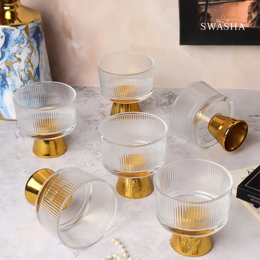 Ice Cream Cup Set by Swasha - Set of 6 Glass Cups