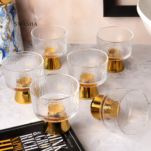 Glass Ice Cream Cup Set by Swasha - Set of 6