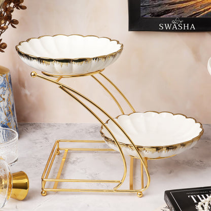 Swasha Home Decor's 2-Tier Cake Stand | Beautiful Tiered Serving Platter