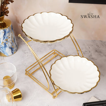 Swasha Home Decor's 2-Tier Cake Stand | Beautiful Tiered Serving Platter