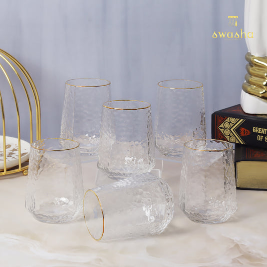 Swasha Set of 6 Juice, Water, Whiskey Glasses for Refreshing Beverages (250ml)